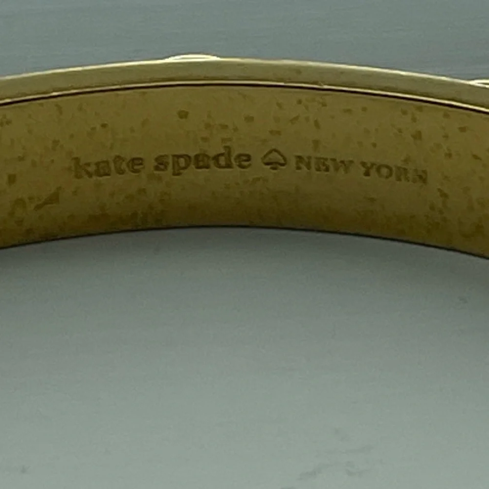 Kate Spade New York Signed Gold with Blue Marble Cabochon Studded Cuff Bracelet